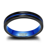Load image into Gallery viewer, Ringsmaker 4mm Wedding Band Tungsten Carbide Rings Men Women Blue Groove Matte Finish Ring