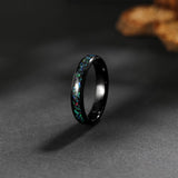 Load image into Gallery viewer, Ringsmaker 4mm Dome Polished With Multi-Colors Opal Inlay Tungsten Ring Women Men Black Tungsten Opal Ring