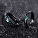 Load image into Gallery viewer, Ringsmaker 4mm Men Tungsten Rings Galaxy Created-opal Inlay Black Sand Two Tone Polished Ring