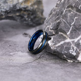 Load image into Gallery viewer, Ringsmaker 6mm Blue&amp;Black Mens Tungsten Carbide Ring Blue Line Design Women Wedding Bands