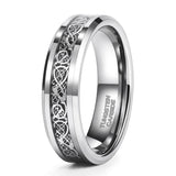 Load image into Gallery viewer, Ringsmaker 6mm Silver Color Tungsten Carbide Ring Celtic Dragon Inlay Men Women Engagement Wedding Bands