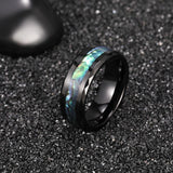 Load image into Gallery viewer, Ringsmaker 6mm Black Tungsten Carbide Rings Green Ablone Shell Inlay Couple Ring