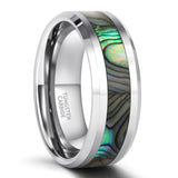 Load image into Gallery viewer, Ringsmaker 8mm Abalone Shell Inlay Tungsten Carbide Ring Man Polished Finish Mens Wedding Bands