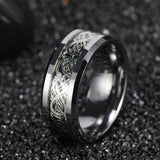 Load image into Gallery viewer, Ringsmaker 8mm Silver Color Tungsten Carbide Ring Celtic Dragon Inlay Men Women Engagement Wedding Bands