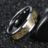 Load image into Gallery viewer, Ringsmaker 6mm Men Women Tungsten Carbide Ring Gold Dragon Inlay Polished Wedding Bands