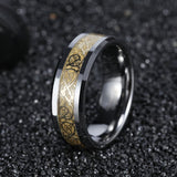 Load image into Gallery viewer, Ringsmaker 8mm Men Women Tungsten Carbide Ring Gold Dragon Inlay Polished Wedding Bands