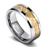 Load image into Gallery viewer, Ringsmaker 8mm Men Women Tungsten Carbide Ring Gold Dragon Inlay Polished Wedding Bands