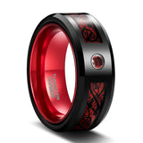 Load image into Gallery viewer, Ringsmaker 8mm Black Tungsten Carbide Rings Red Celtic Dragon Inlay Men Women Wedding Bands