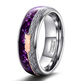 Load image into Gallery viewer, Ringsmaker 8mm Rose Gold Arrow Purple Agate &amp;Meteorite Domed Tungsten Ring Men Women Wedding Bands