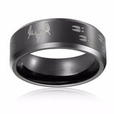 Load image into Gallery viewer, Ringsmaker 8mm Men Tungsten Carbide Ring Black Polished Engraved Deer Head Wedding Engagement Bands