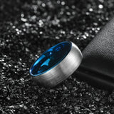Load image into Gallery viewer, Ringsmaker 8mm Dark Silver Tungsten Carbide Ring Men Dome Brushed Wedding Bands Blue Inner Ring