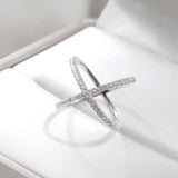 Load image into Gallery viewer, Ringsmaker 925 Sterling Silver X Shape Cross Design Cubic Zircon Ring Women Wedding Bands