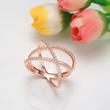 Load image into Gallery viewer, Ringsmaker Rose Gold 925 Sterling Silver Ring Women X Shape Cross Cubic Zircon Wedding Bands